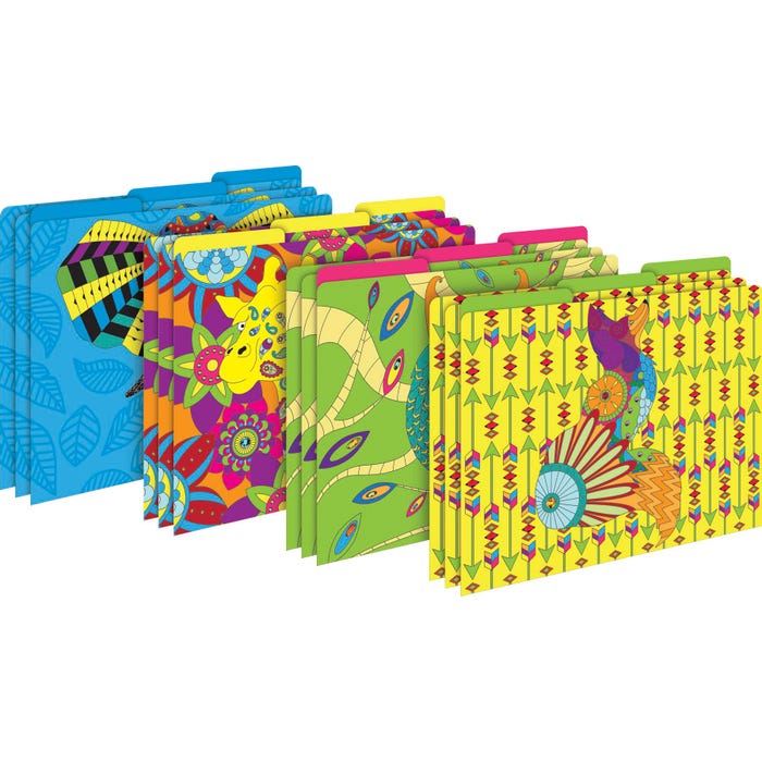 Barker Creek File Folders, Bohemian Animals Design, Letter Size, Set of 12