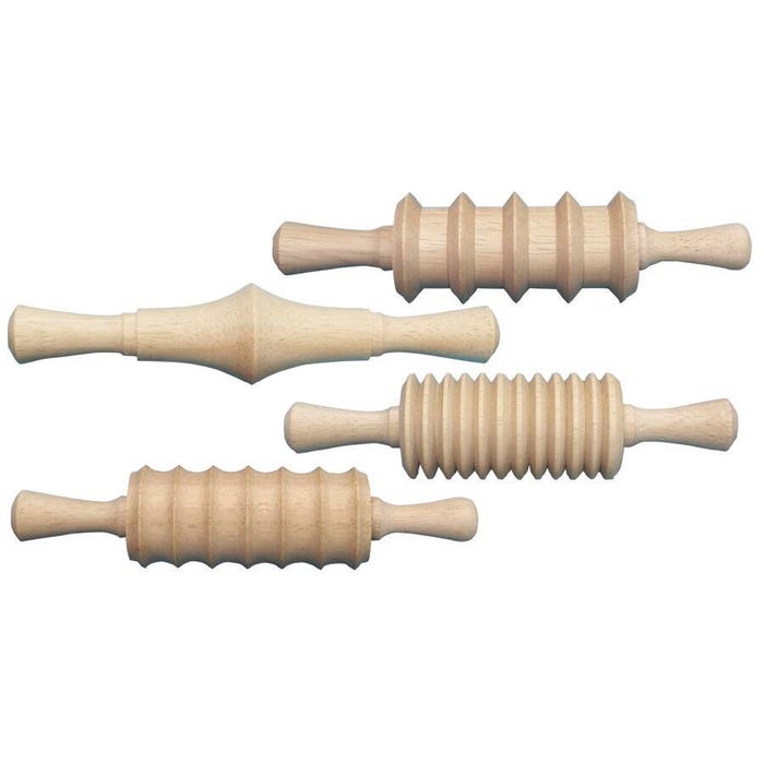 Creativity Street Clay and Dough Pattern Rolling Pin Set, 6 Inches, Wood, Set of 4
