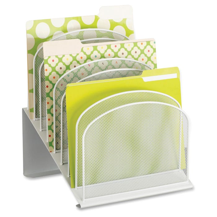Safco Onyx Desk Mesh Slanted Organizer, 11-3/4 x 10-3/4 x 14 Inches, White