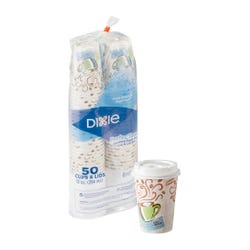 Dixie Foods Perfectouch Non-Slip Hot Cup and Lid Combo, 12 oz, White, Pack of 50, Item Number 1409446