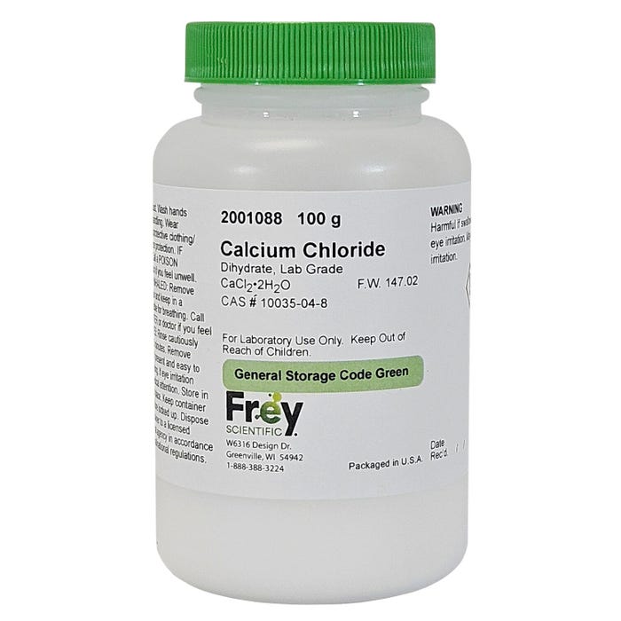 Frey Scientific Calcium Chloride, Dihydrate, Lab Grade, 100 Grams