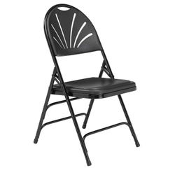 National Public Seating 1100 Premium Fan Back Folding Chair, Black Plastic / Black Frame, Set of 4 2051327