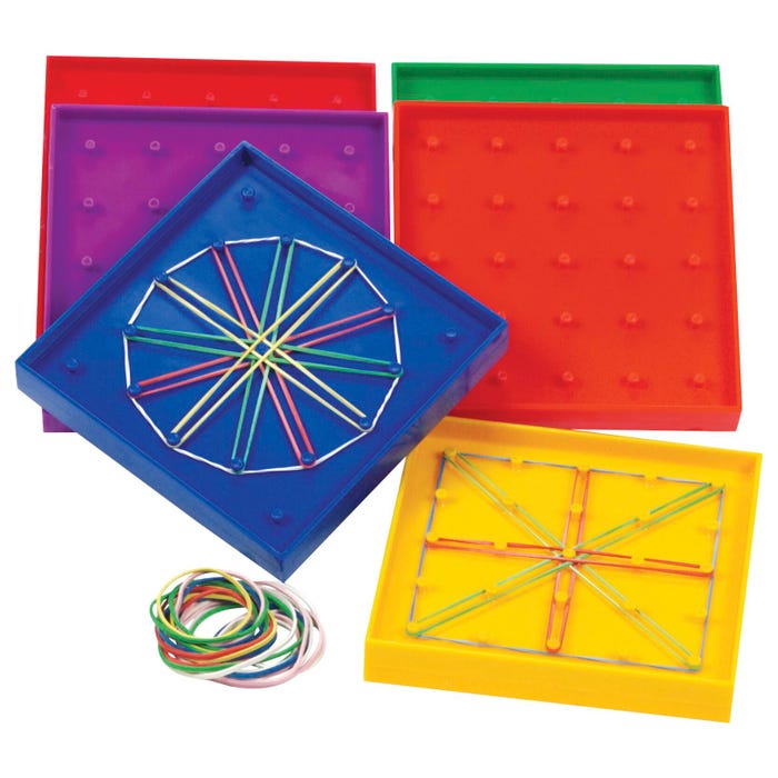 Learning Resources Double-Sided Assorted Geoboards, 5 Square Inches, Set of 6