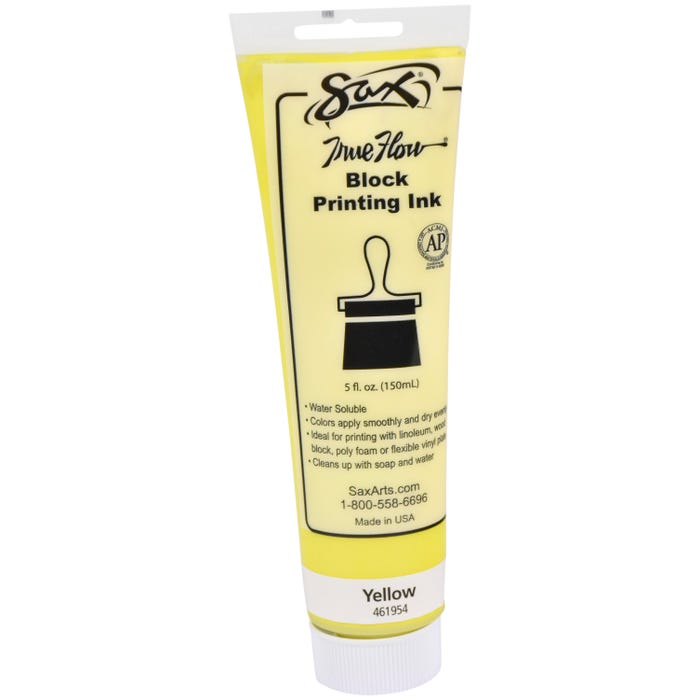 Sax Water Soluble Block Printing Ink, 5 Ounce Tube, Primary Yellow