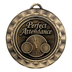 PDU CAT Perfect Attendance Die Struck Spinner Medal, 2-5/16 in, Metal, Gold