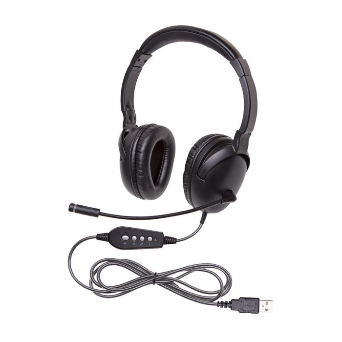Califone NeoTech Plus 1017MUSB Premium, Over-Ear Stereo Headset with Gooseneck Microphone, USB Plug, Black