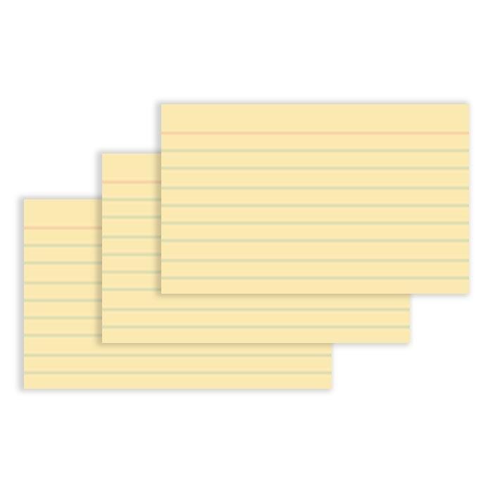 School Smart Ruled Index Cards, 5 x 8 Inches, Canary, Pack of 100