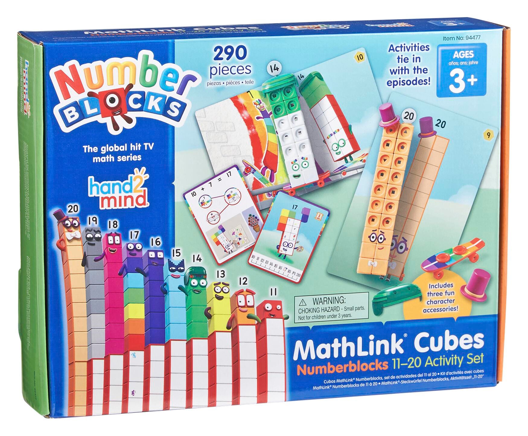 Hand2Mind Mathlink Cubes Numberblocks 11 to 20, Grades PreK to 1, Item Number 2097308