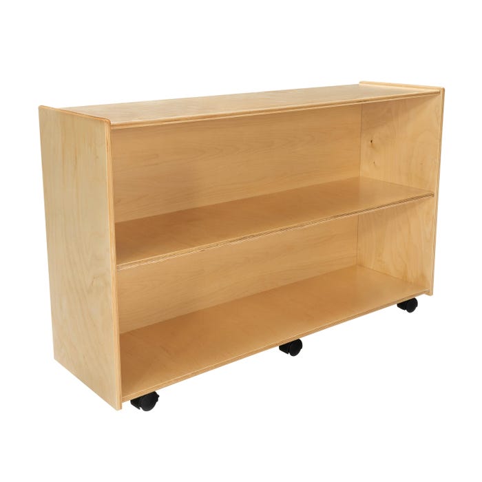 Childcraft Mobile Open Shelving Unit for Classrooms, 2 Shelves, Wooden, 47-3/4 x 14-1/4 x 30 Inches