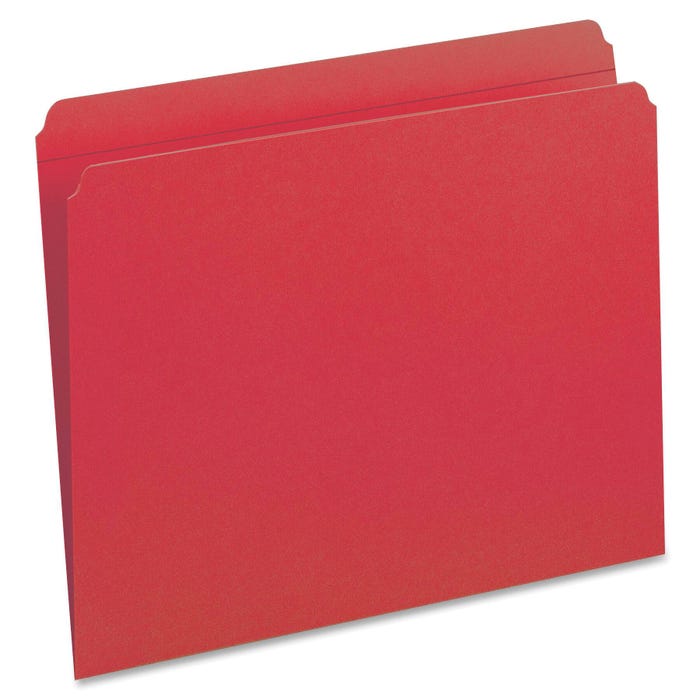 Smead Reinforced File Folders, Letter Size, Straight Cut, Red, Pack of 100