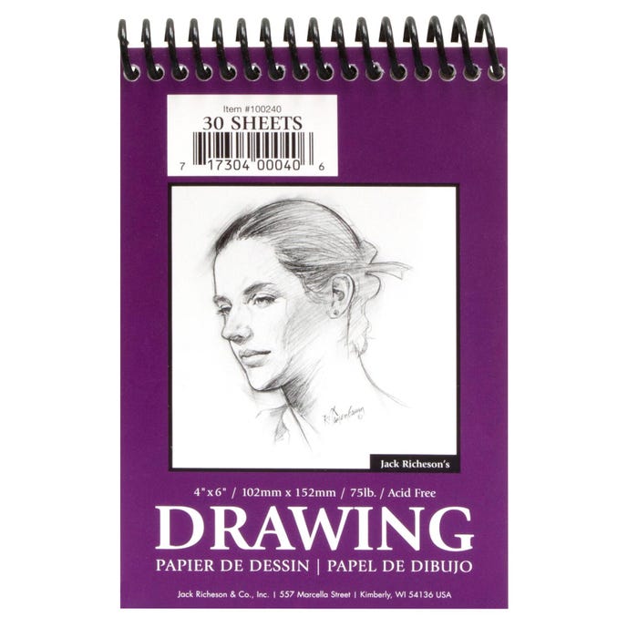 Jack Richeson Heavy Weight Drawing Pad, 4 x 6 Inches, 75 lb, 30 Sheets