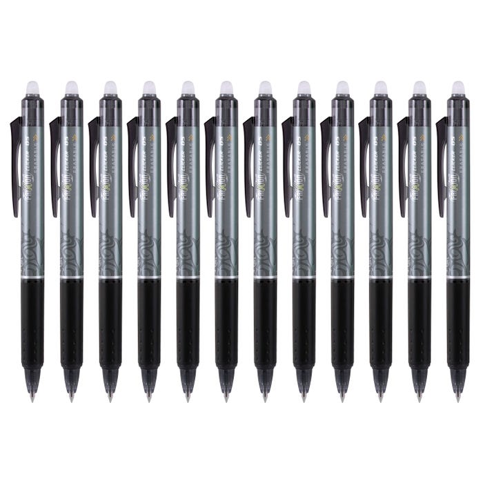 Pilot FriXion Clicker Erasable Gel Ink Pens, Extra Fine Point, Black Ink, Barcoded, Pack of 12