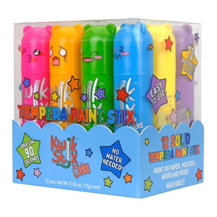 The Pencil Grip Kwik Stix Cuties Paint Sticks, Assorted Colors, Set of 12