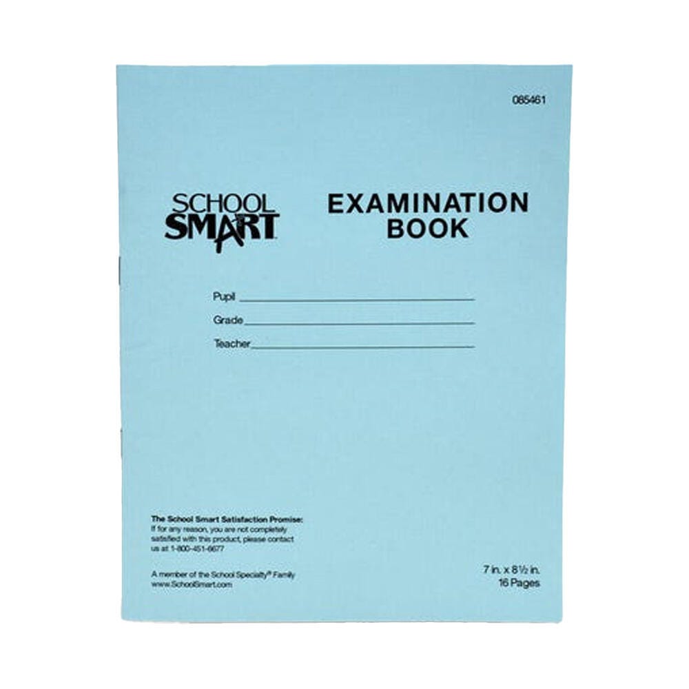School Smart Examination Blue Books, 7 x 8-1/2 Inches, 16 Pages, Pack of 50 085461