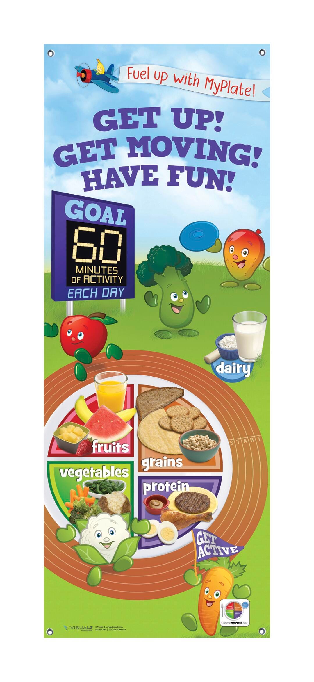 Image for Visualz Active Kids MyPlate Vinyl Banner, 24 x 63 Inches from School Specialty