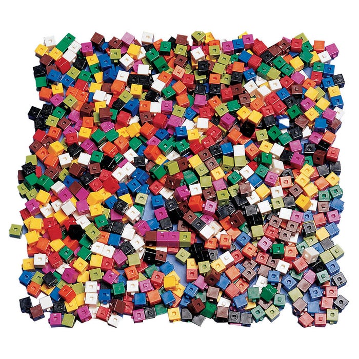 EDX Education Interlocking Centimeter Cubes, Assorted Colors, Set of 1000