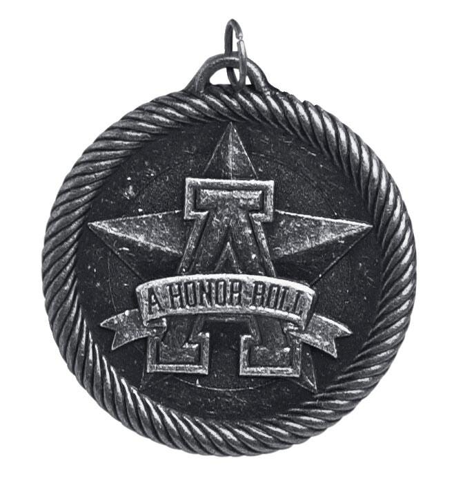 Hammond & Stephens Multi-Level Dovetail/a Honor Roll Value Medal, 2 in, Solid Die Cast, Bronze 1358624