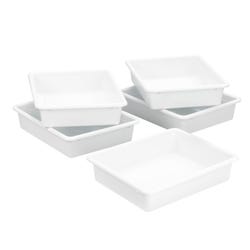 School Smart Storage Tray, Letter Size, 10-3/4 x 13-1/4 x 3 Inches, White, Pack of 5 2023410