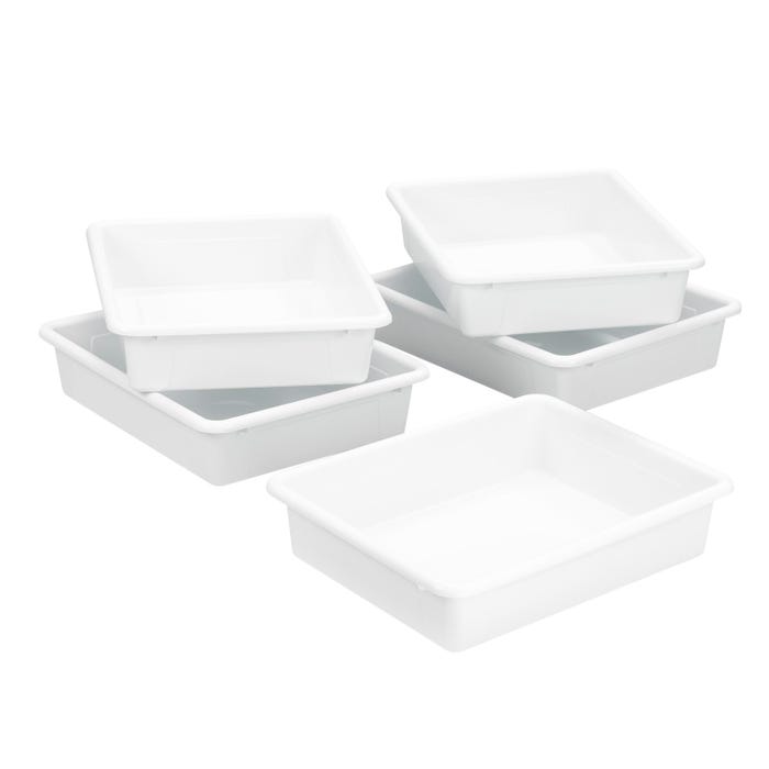 School Smart Storage Tray, Letter Size, 10-3/4 x 13-1/4 x 3 Inches, White, Pack of 5