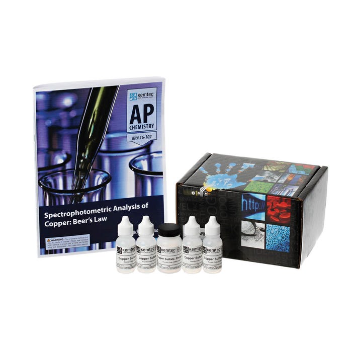 Kemtec AP* Spectrophotometric Analysis of Copper: Beer's Law Chemistry Kit