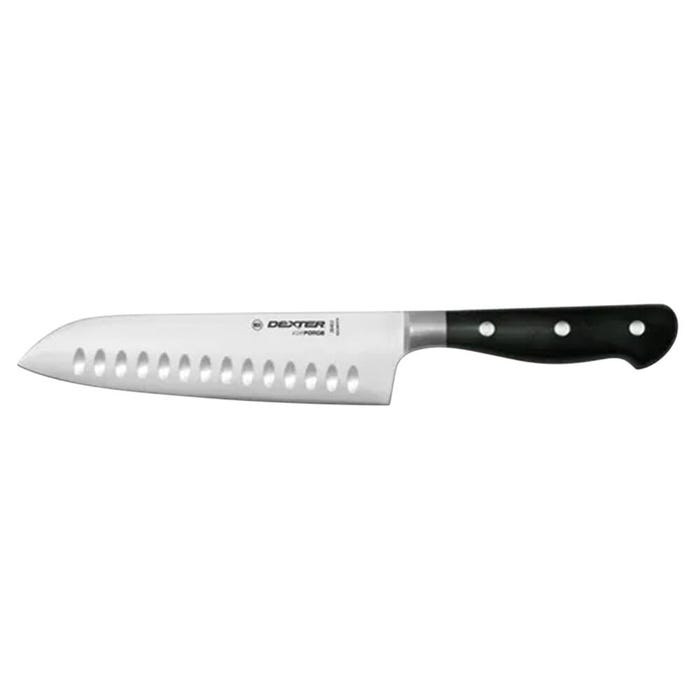 Dexter iCut FORGE Duo-Edge Santoku Knife, 7 Inch, Black Handle