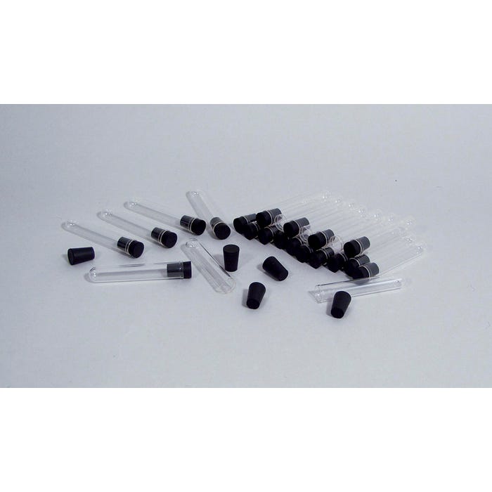 Delta Education Plastic Tubes with Stoppers, 17 x 100 Millimeters, Pack of 24