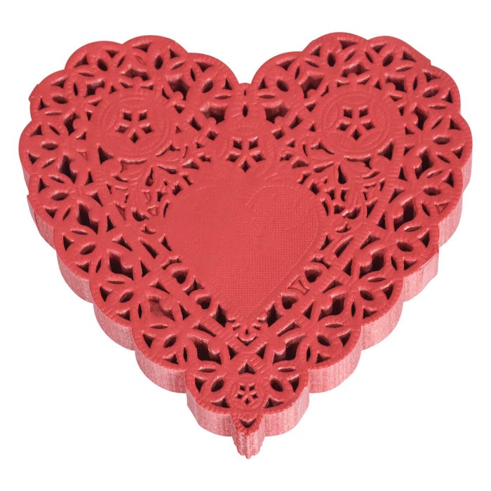 School Smart Paper Die-Cut Heart Lace Doily, 4 Inches, Red, Pack of 100