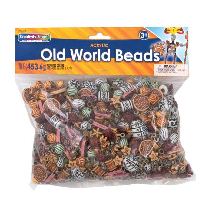 Creativity Street Old World Acrylic Beads, Assorted Colors and Designs, 1 Pound