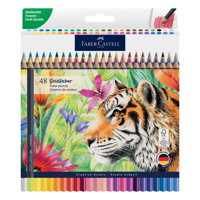 Faber-Castell Goldfaber Color Pencils, Assorted Colors, Set of 48
