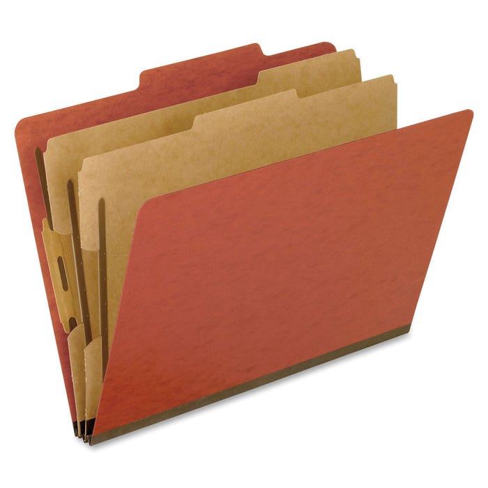 Pendaflex Classification Folder, Letter Size, 2 Dividers, Brick Red, Pack of 10