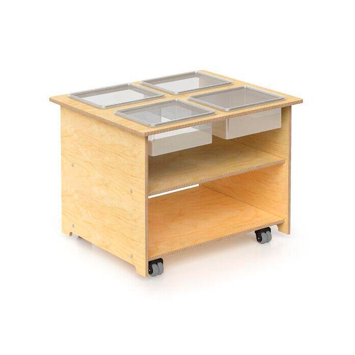 Whitney Brothers Mobile Sensory Table, 4 Trays and Lids, 33 x 27 x 24-1/2 Inches