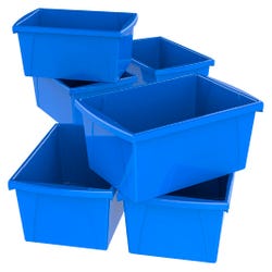 Storex Classroom Storage Bins, 5-1/2 Gallon, Blue, Pack of 6