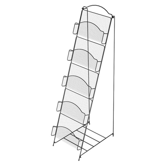 Safco Mesh Literature Floor Rack, Steel, 12-1/2 X 18-1/2 X 46 Inches, Black, 5 Compartment