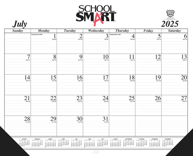 School Smart Academic Desk Pad Refill, July 2025-August 2026, 22 x 17 Inches