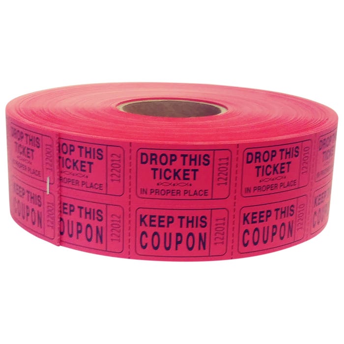 Premier Southern Ticket Double Roll Ticket, 2 x 2 inches, Red, Pack of 2000