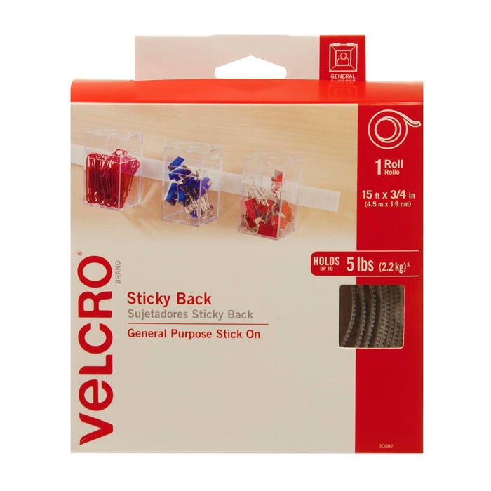 VELCRO Brand Hook and Loop Sticky Fastener Tape with Dispenser, 3/4 Inch x 15 Feet
