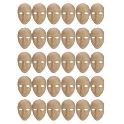 Creativity Street Papier-Mache Mask, 8 x 6 Inches, Natural, Set of 30