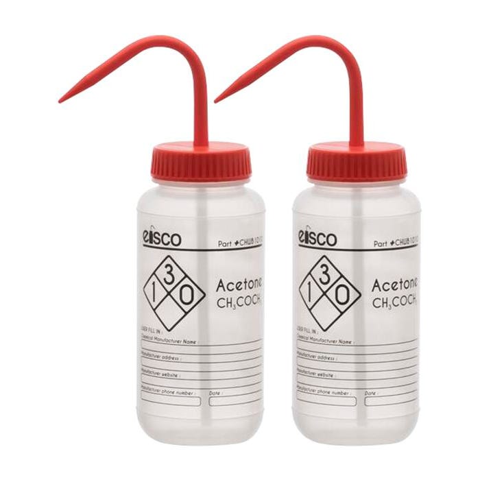 Eisco Labs Acetone Wash Bottle, 500mL, Wide Mouth, LDPE, Pack of 2