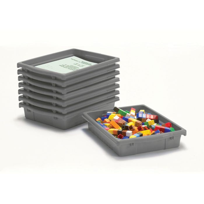 Copernicus Stubby Tubby Tub, 12-1/2 x 15-3/4 x 3 Inches, Gray, Pack of 8