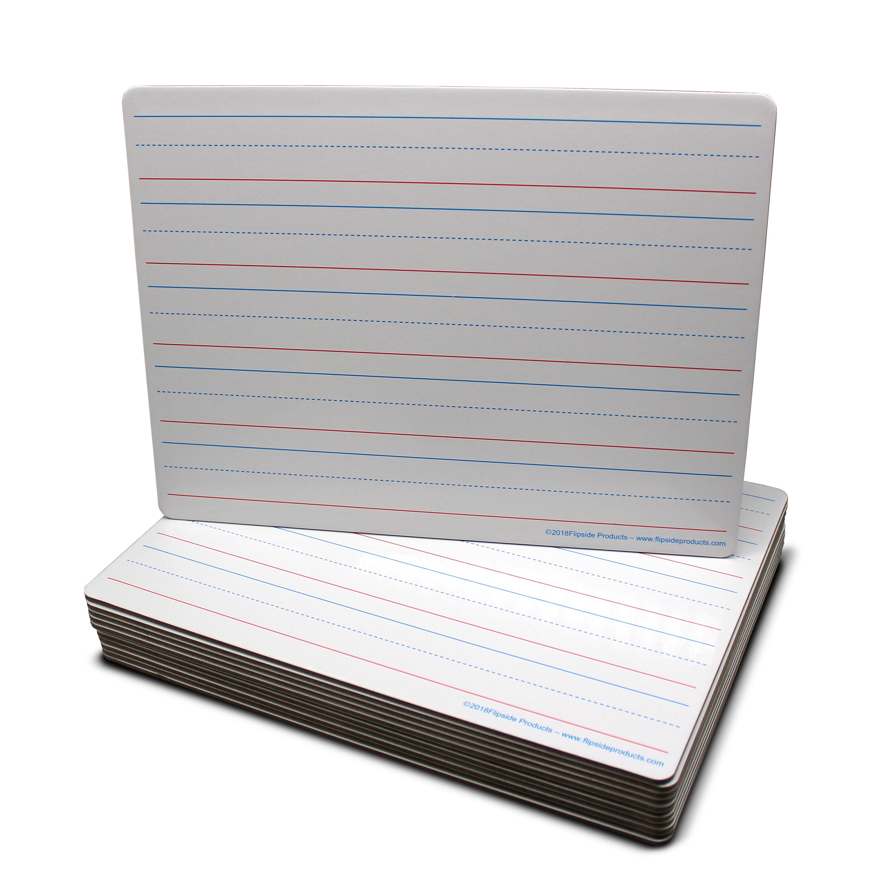 Flipside 2-Sided Magnetic Dry Erase Boards, Lined/Plain, 12 x 9 Inches, Pack of 12 1402897