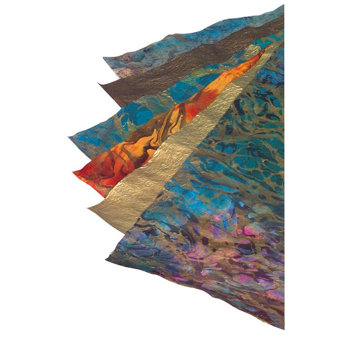 Black Ink Thai Marble and Metallic Paper, Assorted Sizes, Assorted Colors, Pack of 6