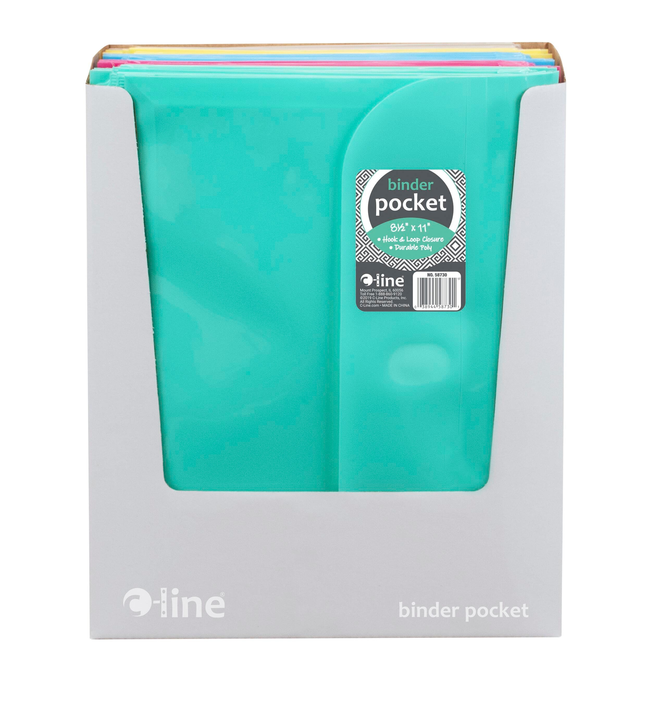 C-Line Side Loading Binder Pocket, 1 Inch Expansion, Assorted Colors, Set of 36 1597292