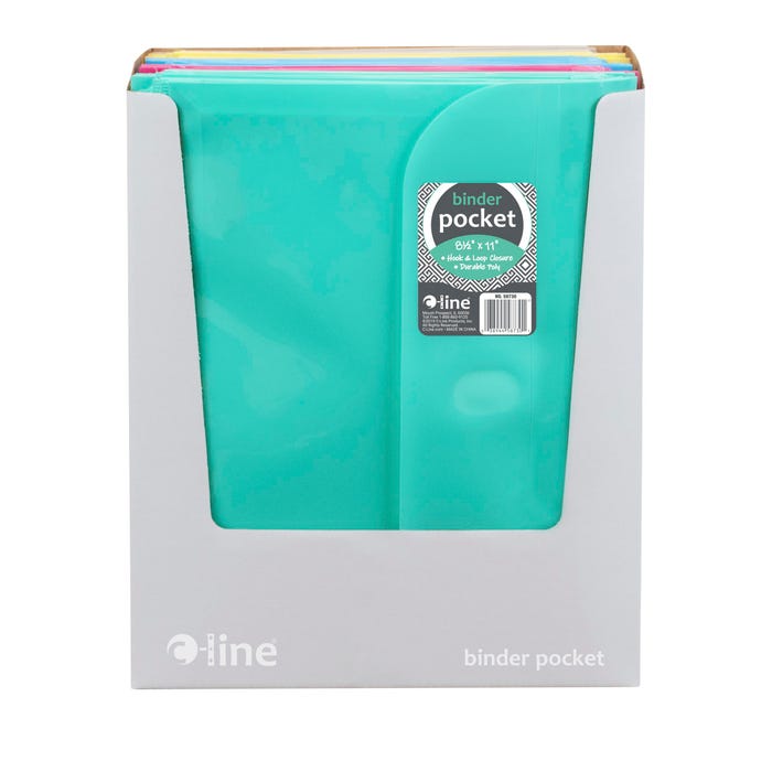 C-Line Side Loading Binder Pocket, 1 Inch Expansion, Assorted Colors, Set of 36