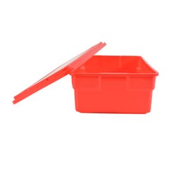 School Smart Medium Storage Bin with Lid, 11 x 16 x 6 Inches, Red 276838