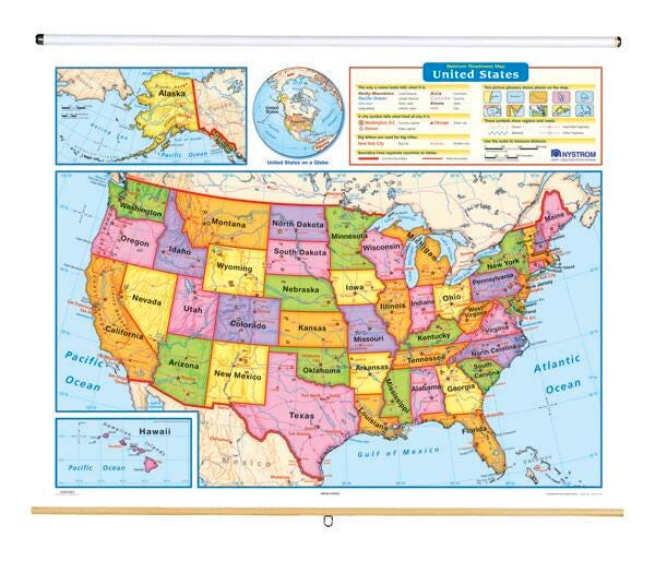 Nystrom Readiness United States Roller Map, 65 x 53 inches 1398259