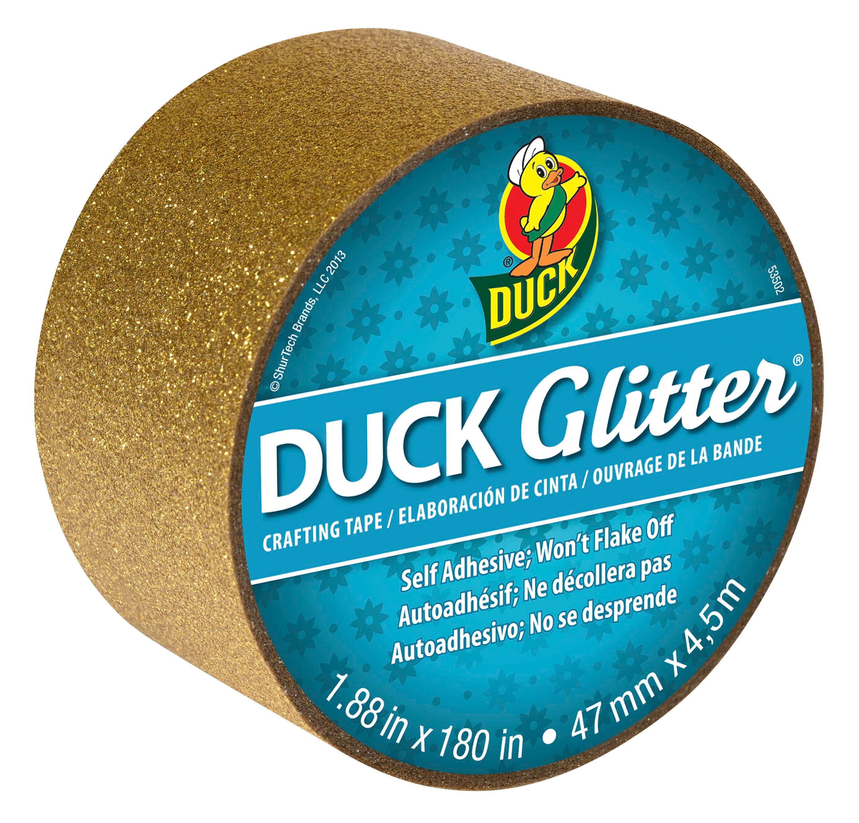 Duck Brand Duck Glitter Adhesive Tape, 1-7/8 Inches x 5 Yards, Gold, Item Number 2103002