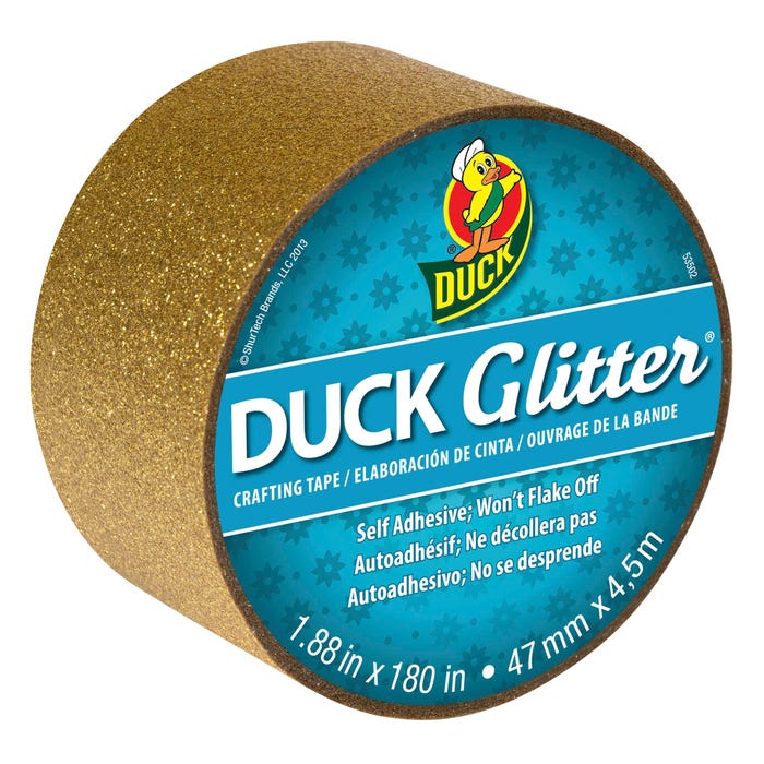 Duck Brand Duck Glitter Adhesive Tape, 1-7/8 Inches x 5 Yards, Gold