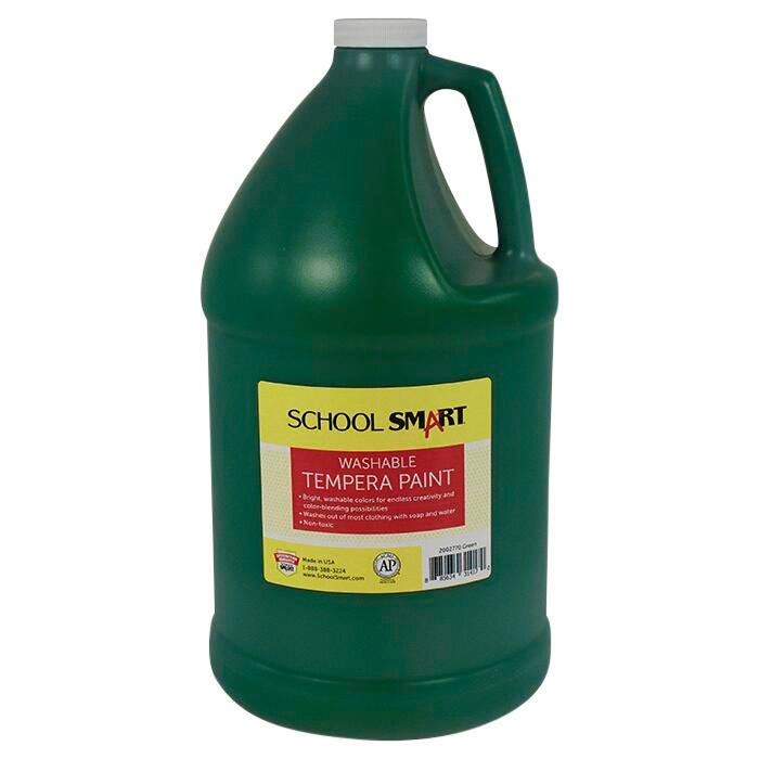School Smart Washable Tempera Paint, Green, 1 Gallon Bottle