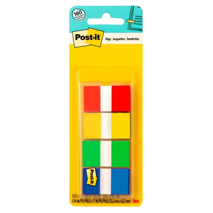 Post-it Flags, 1 x 1-7/10 Inches, Assorted Colors, Pack of 160