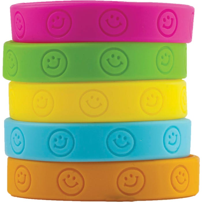 Teacher Created Resources Happy Faces Award Wristband Silicone, Pack of 10